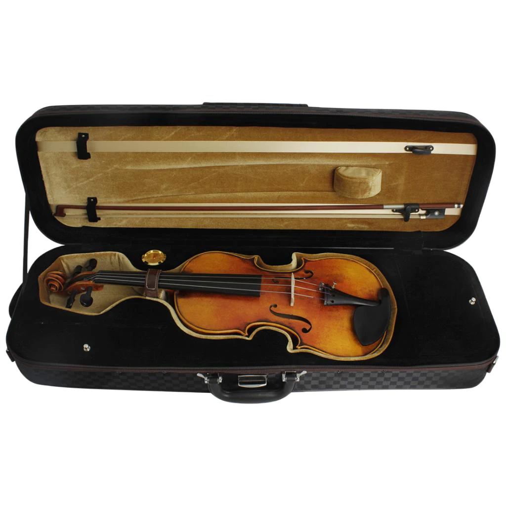 Waterproof Light 4/4 Canvas Violin Case Storage Box Shoulder Bag with Straps Lock Stringed Instruments Accessories Black