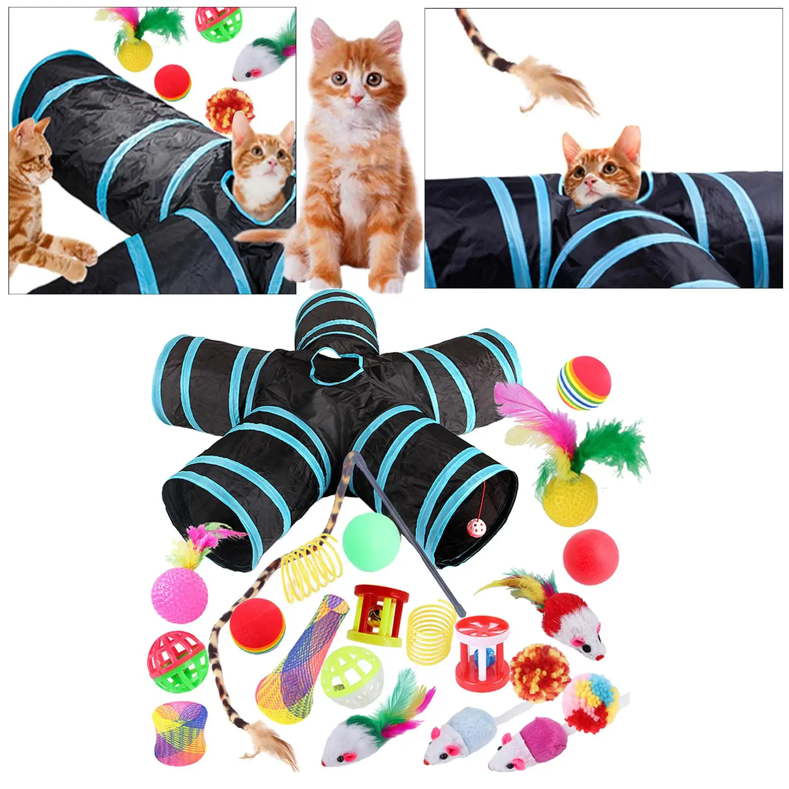 Cat Toy Set, Pet Funny Cat Combination Toy, Dog Tunnel, Cat Channel Pet Cat Toys Interactive Supplies