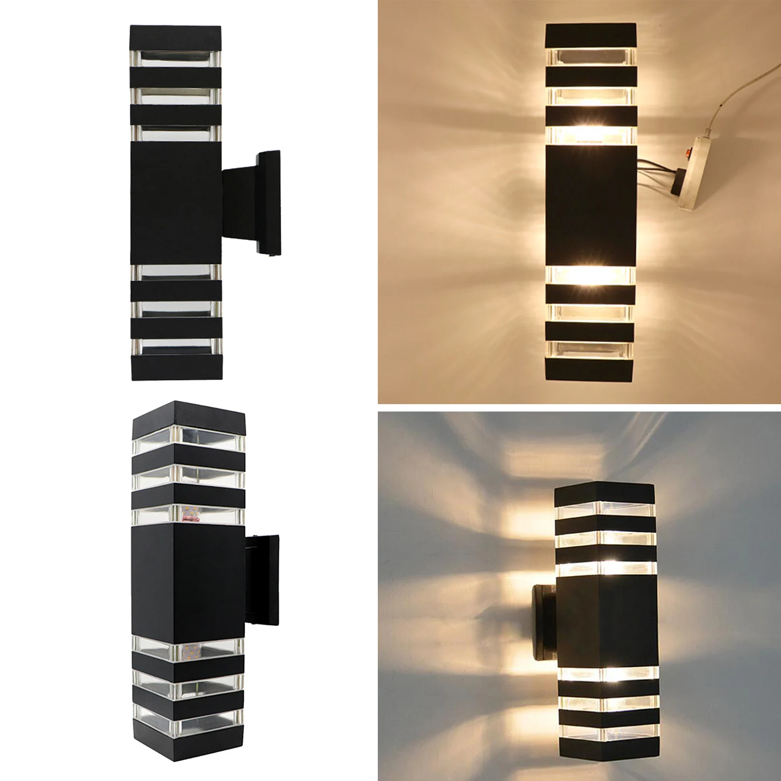 Modern Up/Down Wall Sconce E27 Socket Double Head Exterior Wall Light Fixtures Corridor Lights IP65 Waterproof