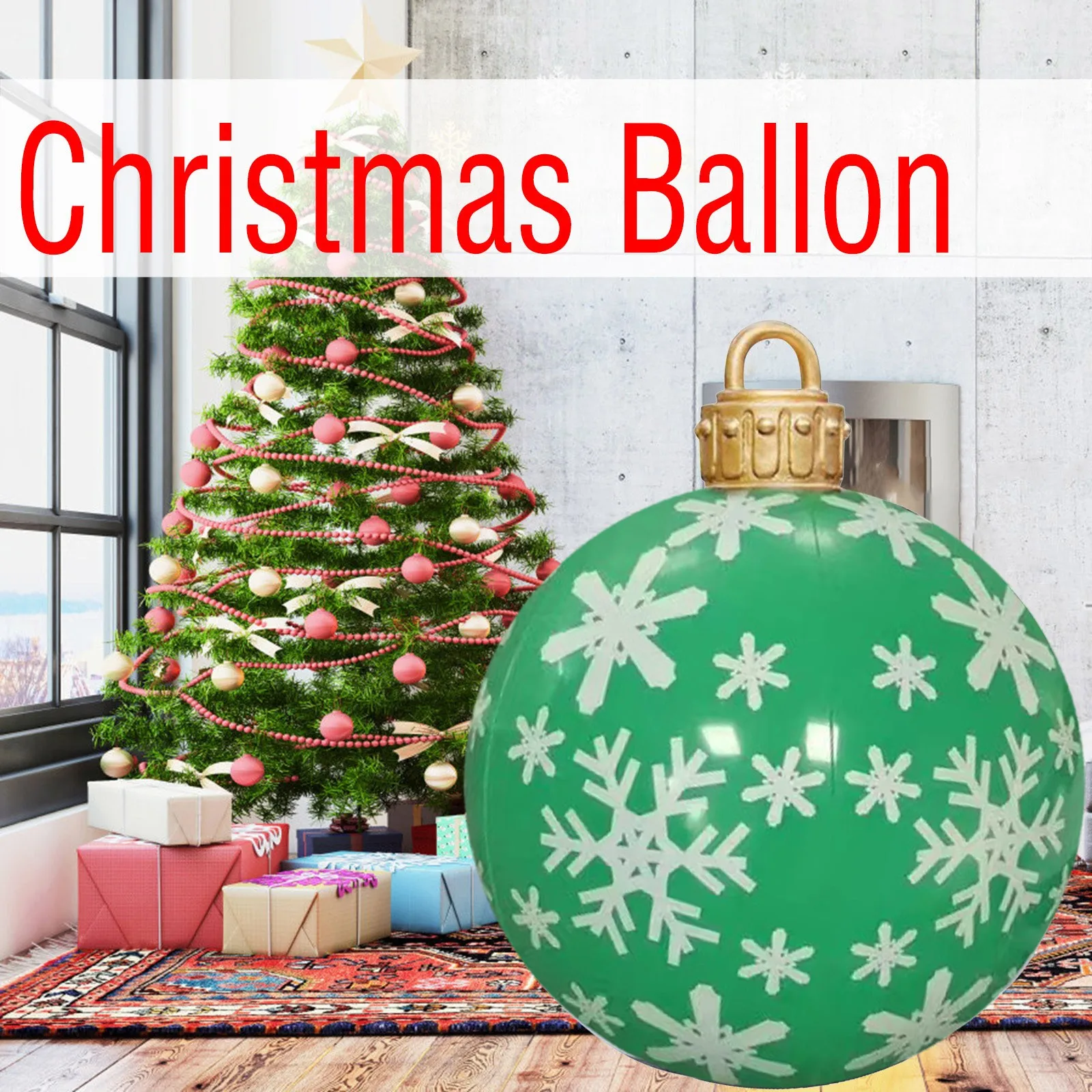 Outdoor Christmas Inflatable Decorated Ball-Xmas PVC Inflatable Ball Ornaments,Giant Christmas Tree Blow Up Balls Decorations with Pump Holiday Yard Outdoor Decorations Color : 001