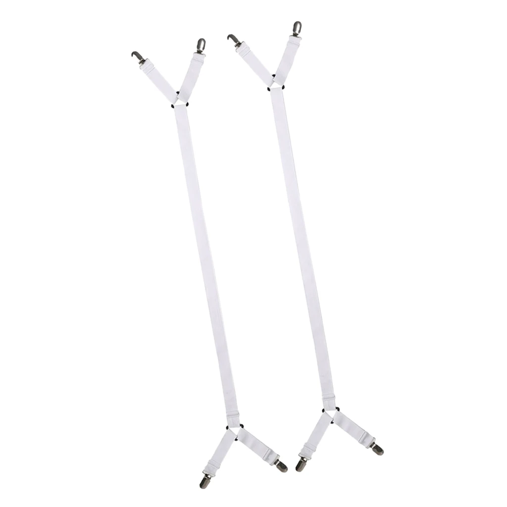 Set of 2, Elastic Bed Sheet Fasteners Fitted Flat Sheets Straps Suspenders Grippers, Mattress Pad Duvet Cover Holder Clips