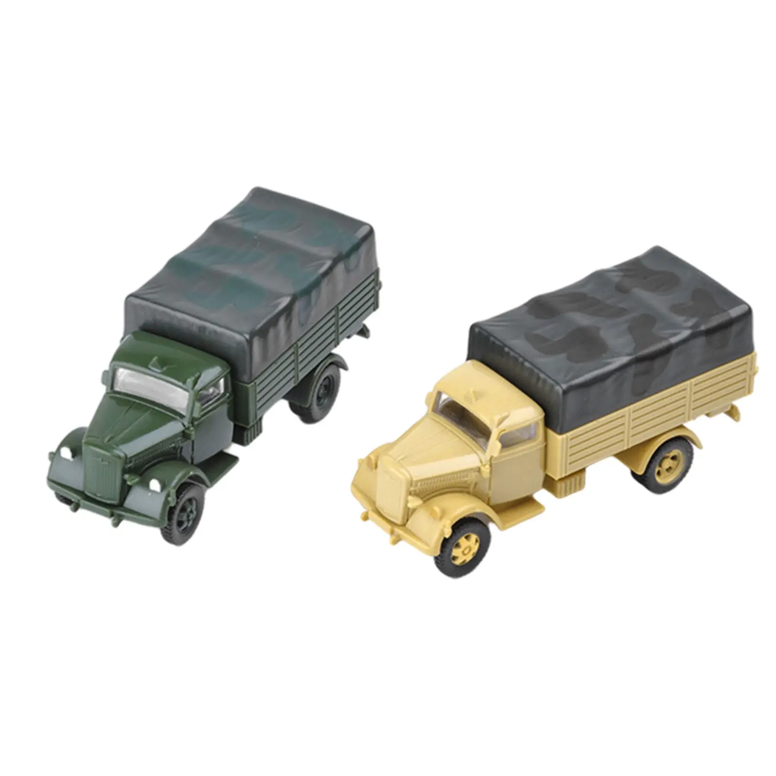 Set of 2 1:72 4D Assemble Truck Plastic Building Kit Educational Toy Simulation Chariot 80 Wheeled Collectibles Armored Vehicle