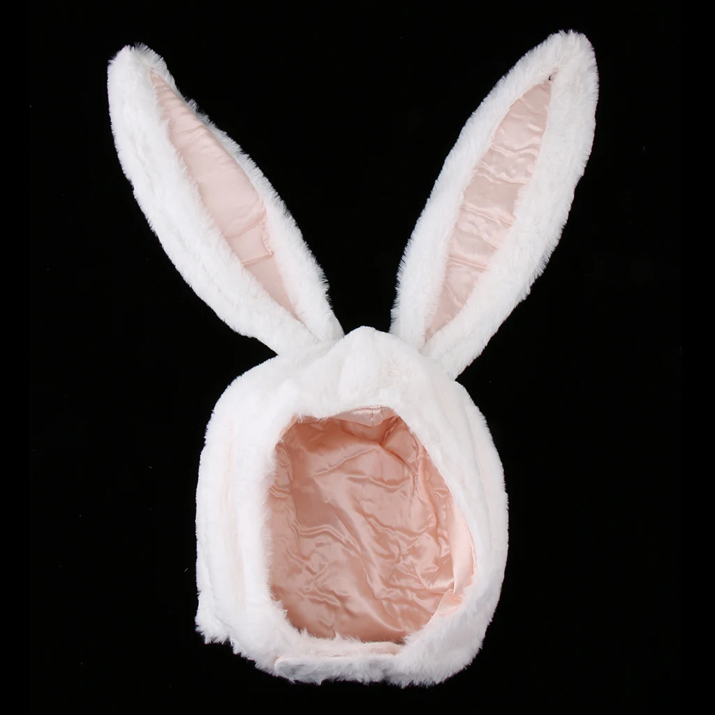 Women Girls Lovely Soft Plush Flu ffy Bunny Animal Hat Cap Long Ears Kid Adult