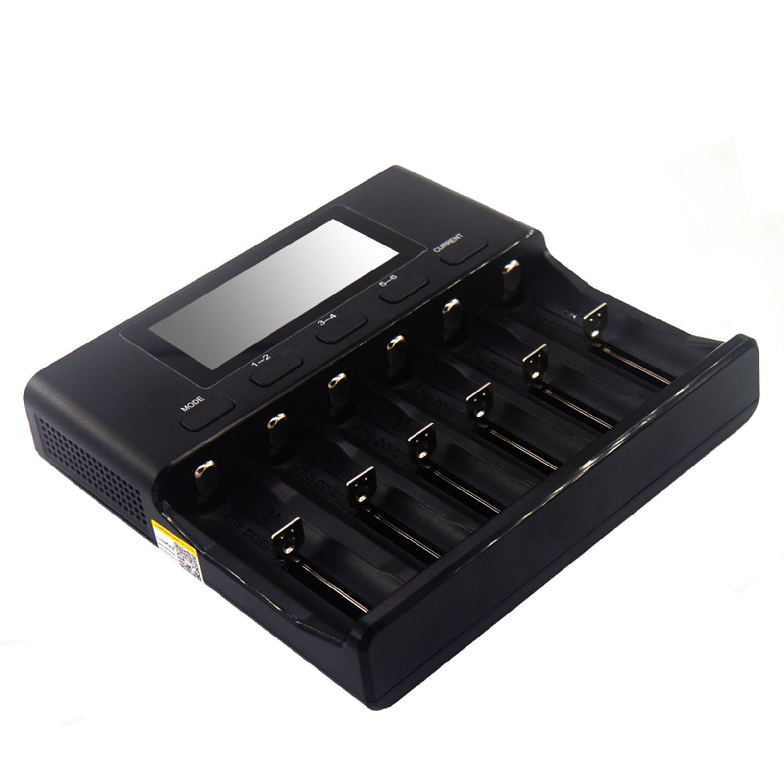 Plastic 6-Slot 18650 Battery Charger for 18350 32650 AA AAA Li-ion LiFePO4 Ni-MH Batteries Car-Polarity Detection EU Plug Black