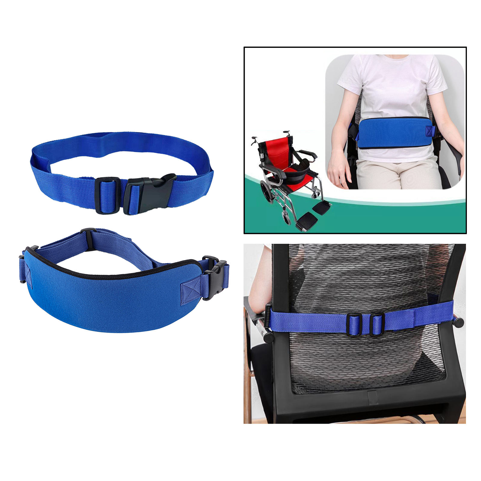 Wheelchair Seat Belt Protect Fixed Durable Quick Release Buckle Blue Constrained Bands for Patient Caring Adult Disabled Elderly
