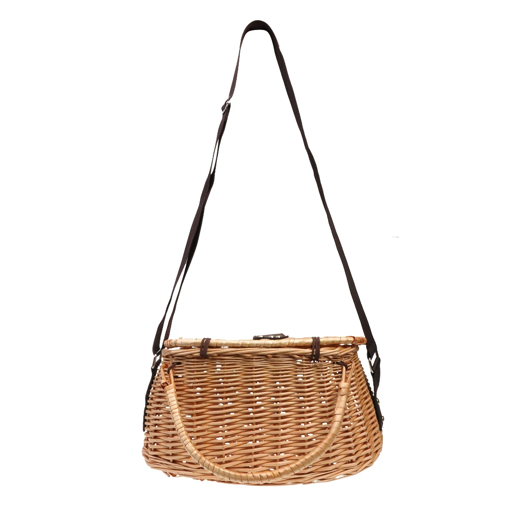 Wicker Fishing Basket - Fly Fishing Storage Tackle Box Home Decoration - 36x23x19cm Fish Case - Portable & Durable