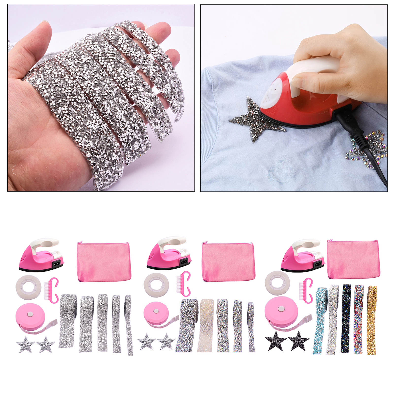 Mini Heat Press Machine DIY Vinyl Jackets Decorative Iron on Sewing Patches Rhinestone Applique for Sew on Heat Transfer