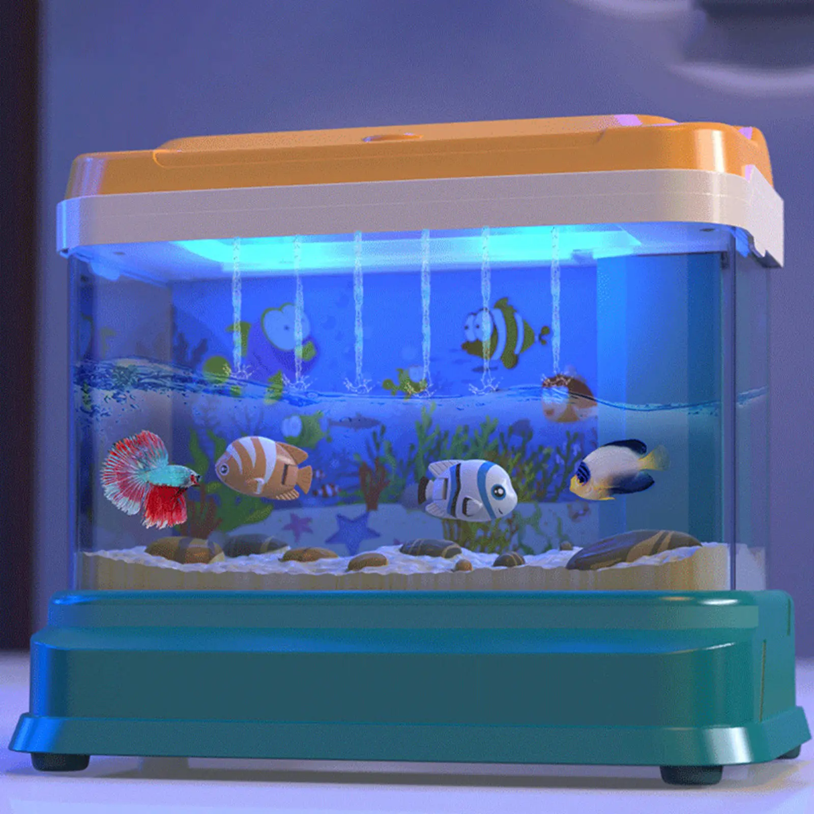 Kid Fishing Toy Fish Tank Water Circulation Set Aquarium Fish Rod Gifts Music Light Parent-child Interactive