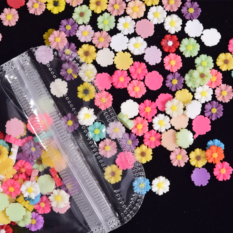 Best of 100Pcs / bag Daisy Flower Resin Nail Rhinestones DIY Nail Charms Nail Studs For Nail Art Decor Rhinestone Drops Manicure Tip ZCF Reviews & Tips