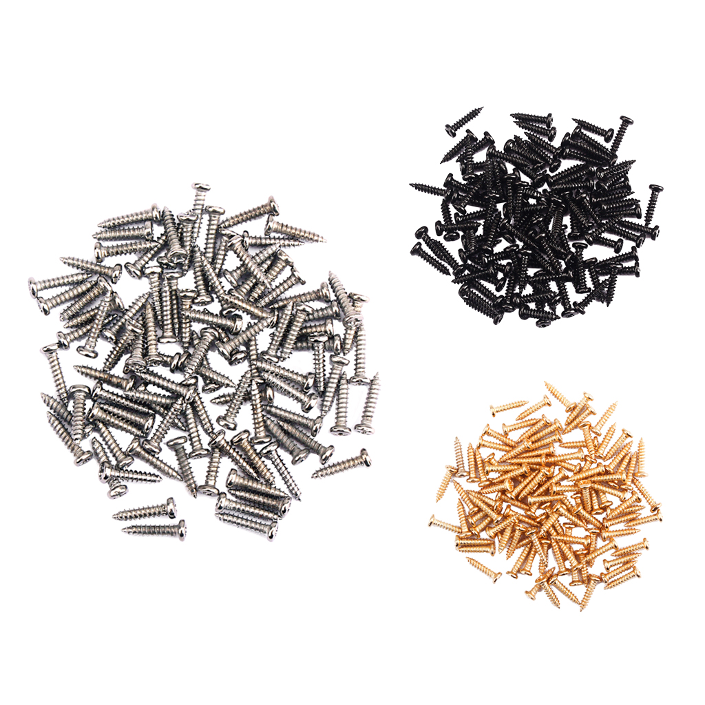 Tooyful 100 Pieces Iron Tuning Peg Tuner Mounting Screws for Guitar Bass Ukulele Mandolin Universal Parts 11 x 2.2mm