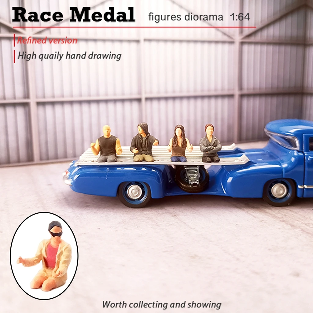 Diorama 1/64 Scale Hand Painted Figure Racing Driver Railway Scene Model Layout Decoration Photo Prop Children Toy S Scale