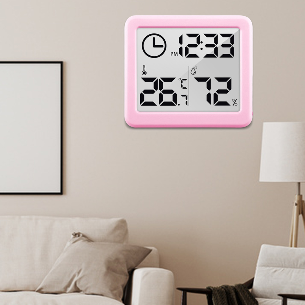 Compact Indoor Desktop Digital Clock Easy to Read Thermometers Hygrometer