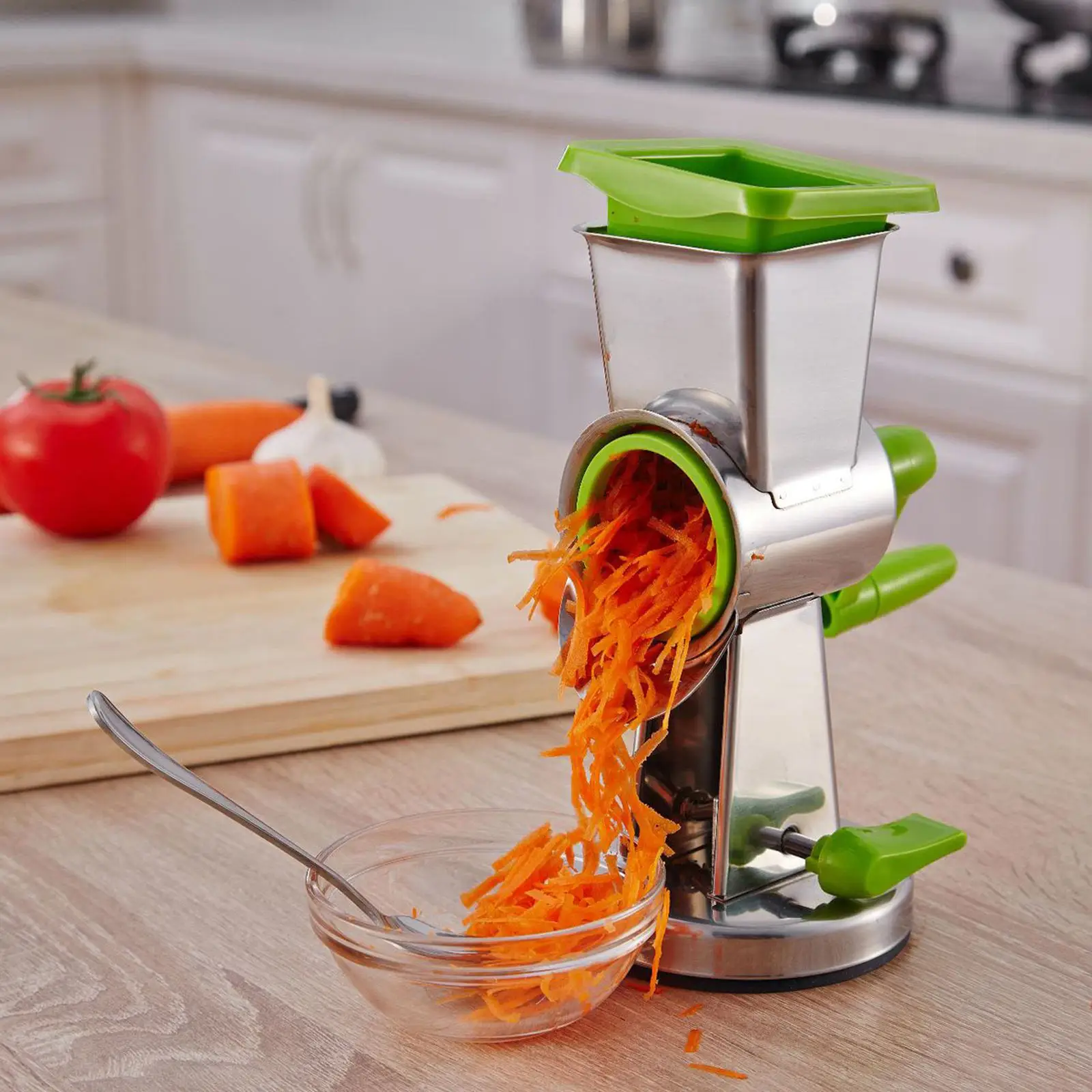 Cheese Grater W/ 3 Blades Durable Easy Clean Multifunctional Vegetable Slicer for Kitchen Home