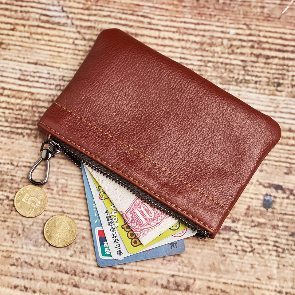NUPUGOO 2021 Kleine Geldbörse Aus Echtem Leder Mini Karte Brieftasche Männer Frauen Casual Kleine Tasche Zipper Tasche Schlüssel Halter Geld taschen – Detail 3