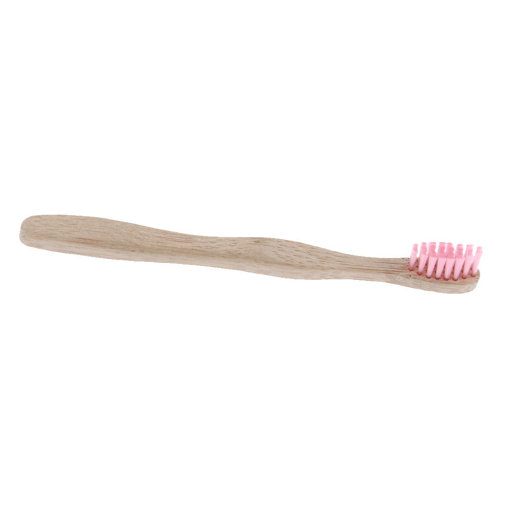 Kids Bamboo Wood Handle Toothbrush Soft Nylon Bristle Wooden Tooth Brush - 14.5cm