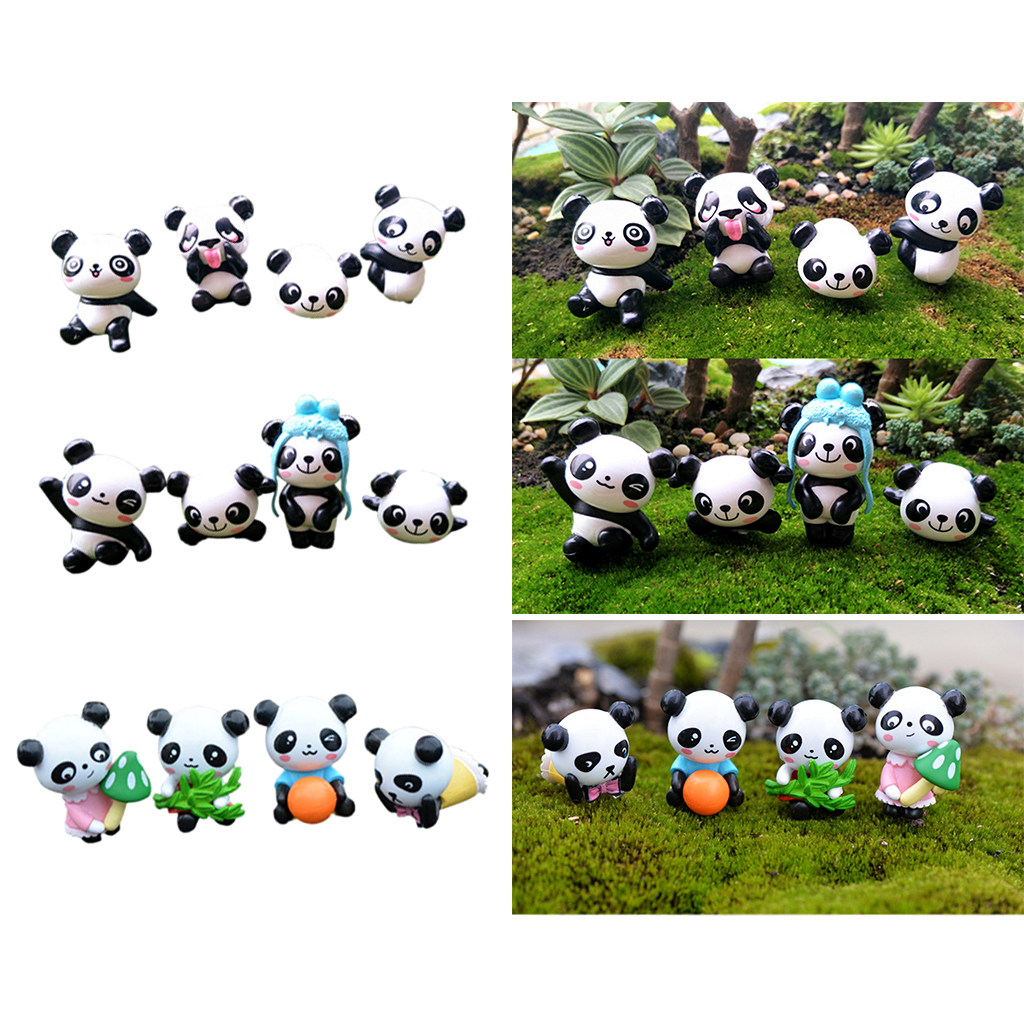 24 Pieces Panda Miniature Dollhouse Bonsai Fairy Garden Landscape Decor
