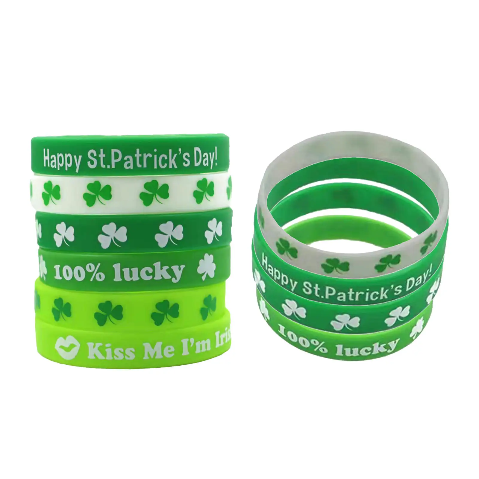 Rubber Wristbands `S Day Shamrock Lucky Silicone Irish Letters Green Bracelets for Gifts Decoration Adults Women Men