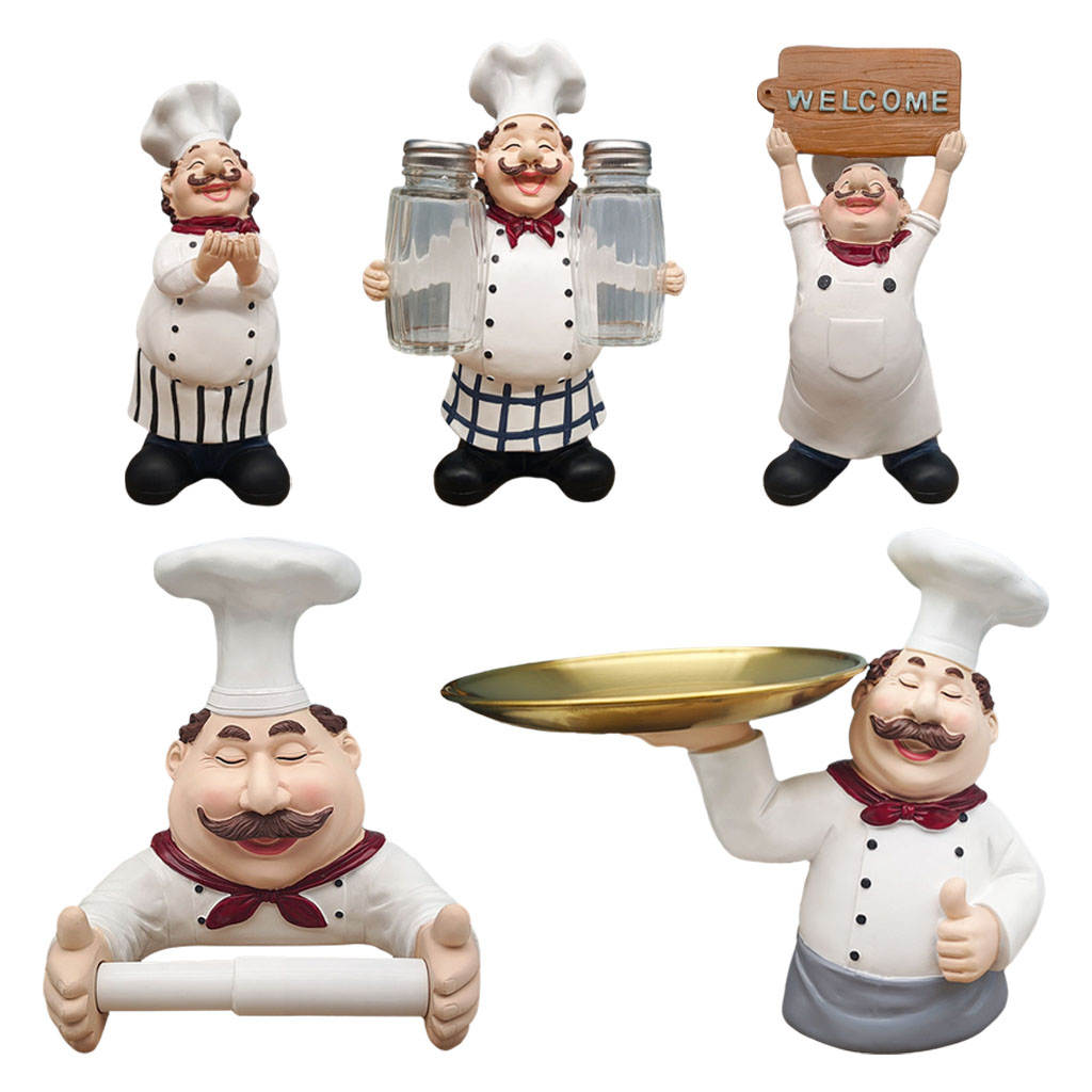 Cartoon Chef Figurine Cooking Statue Furnishing Articles for Restaurant Tabletop