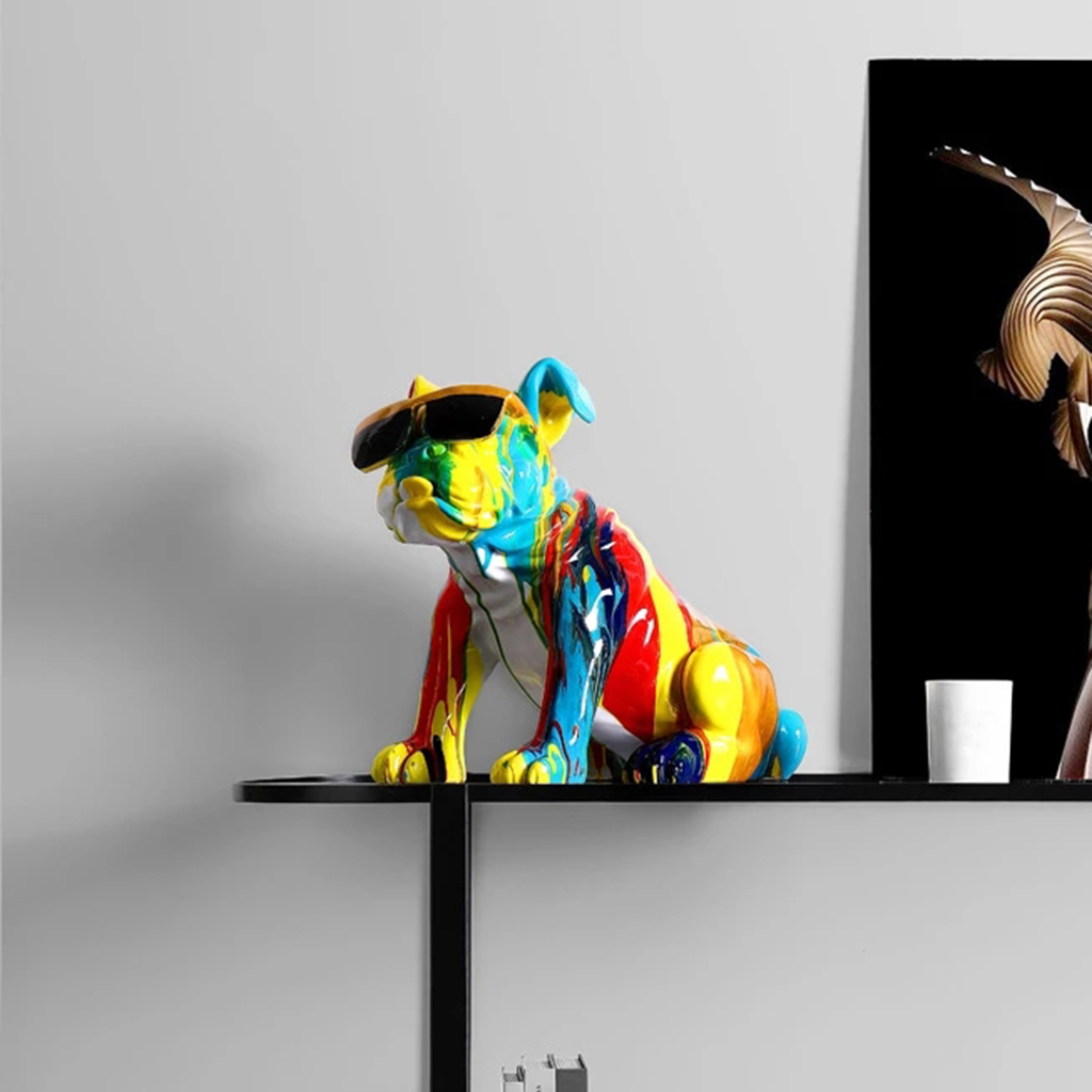 Nordic Painted Colorful   Collectible Dog Figurine Sculpture Statue Ornament Art Crafts Sculpture Ornament Gifts Decor
