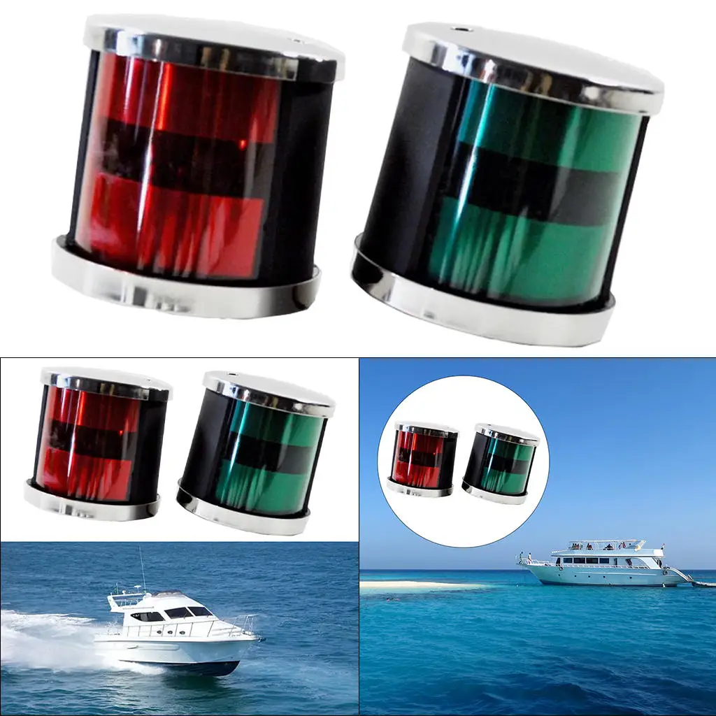 LED Navigation Lights Green and Red 316 Stainless Steel Sidelights Fit for Marine Sailing