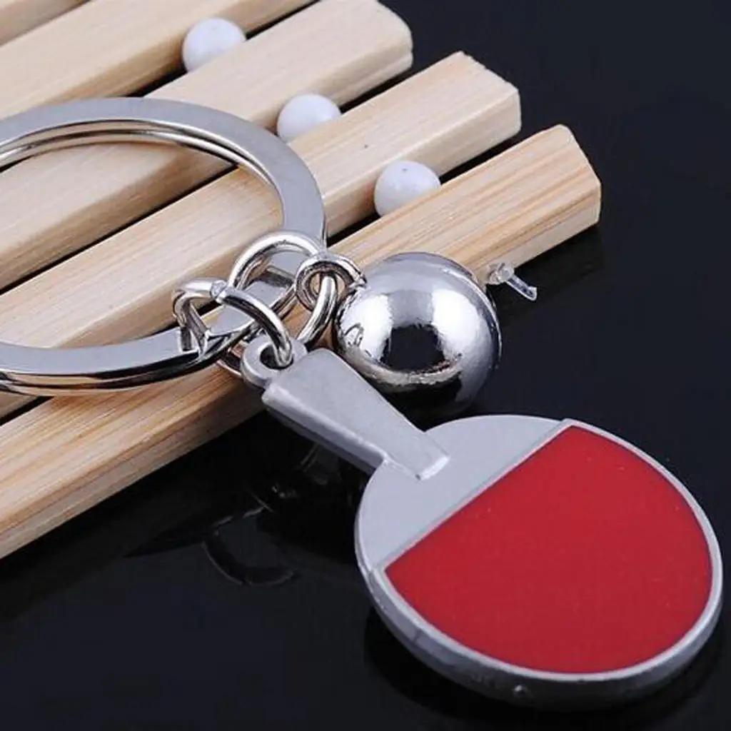 MagiDeal Sturdy Alloy Table Tennis Style Keychain Mini Paddle Ball Keyring Bag Decor Gifts Souvenir