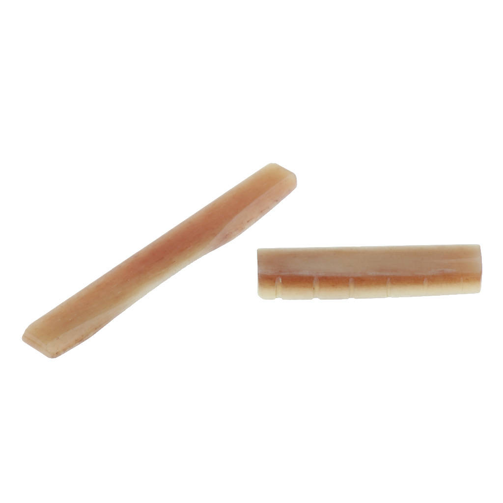 2pcs Acoustic Guitar Bridge Saddle Nut Guitar Replacement Parts Camel Bone