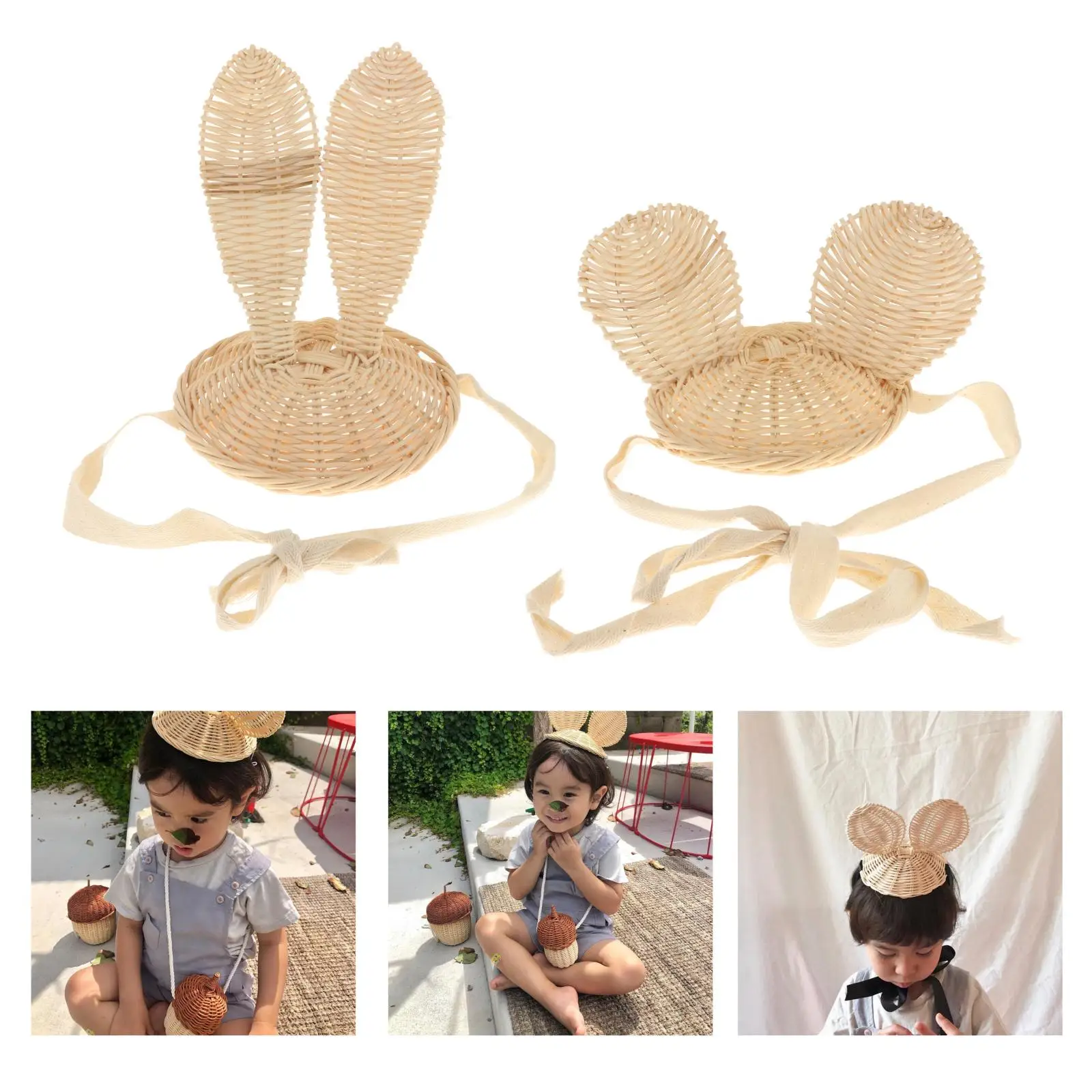 Cute Kids Girl Hand Woven Hat Straw Hairband Cap Headwear Baby Beach Decor