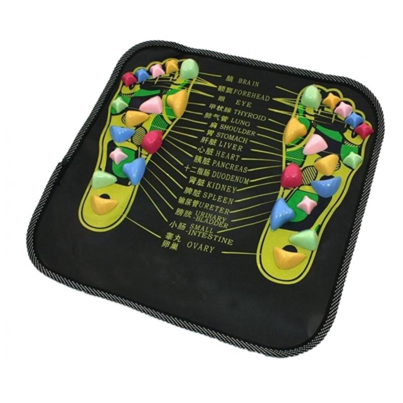 Reflexology Stone Foot Massager Mat Acupuncture Foot Leg Spa Cushion Massaging Carpet, Pain Relief - 34x34cm