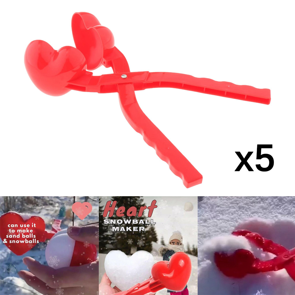 5Pcs Snow Ball Maker Snowball Sand Mold Toys Outdoor Heart Shaped Snowball Clips