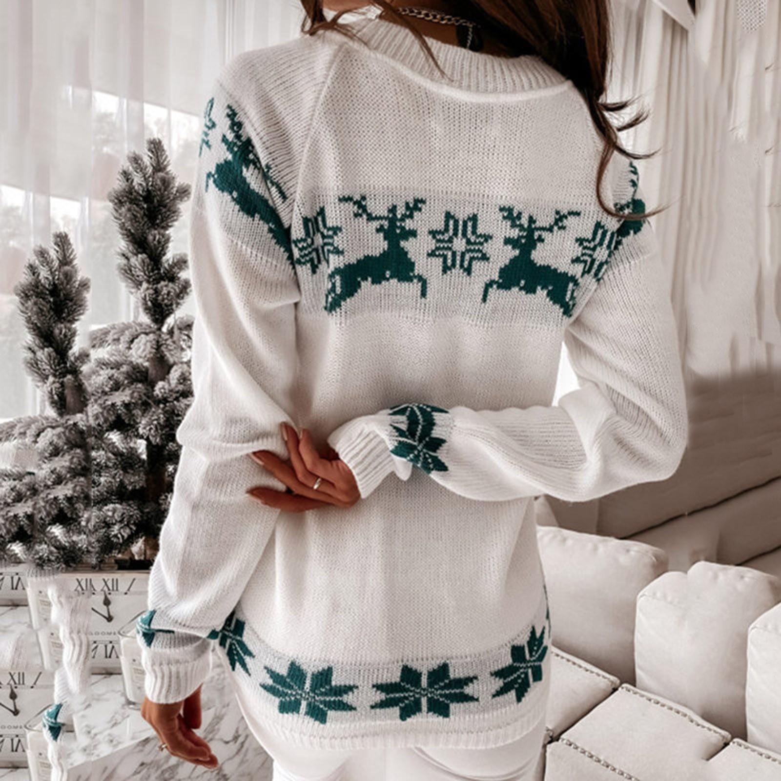 camisola de natal feminino veados de natal quente malha manga longa camisola jumper topo inverno outono pullovers tamanho solto venda quente