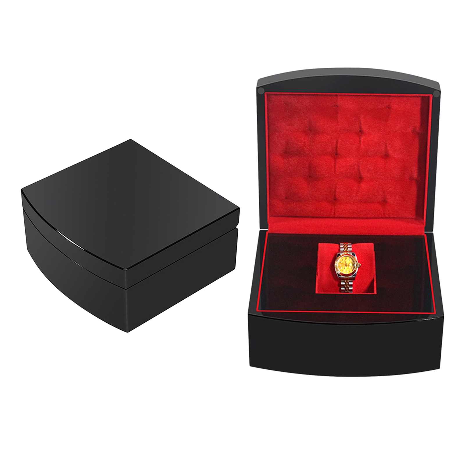 Single Slit Watch Box Flannel Wood Wrist Watch Showcase Portable Organizer for Men Women Travel Gift Bracelet Watch Box