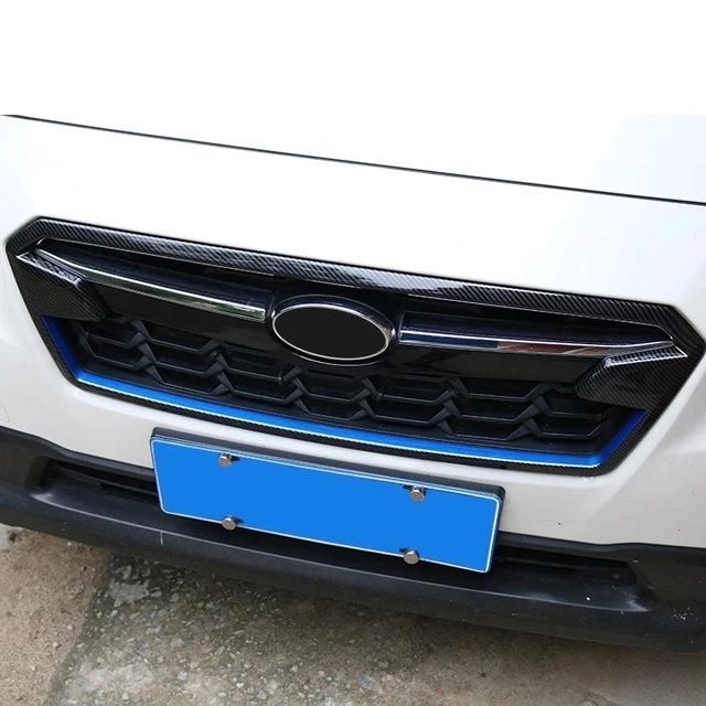 スバルxv 2018 1pc absクロームcarbonfiber車のフロントグリルグリル