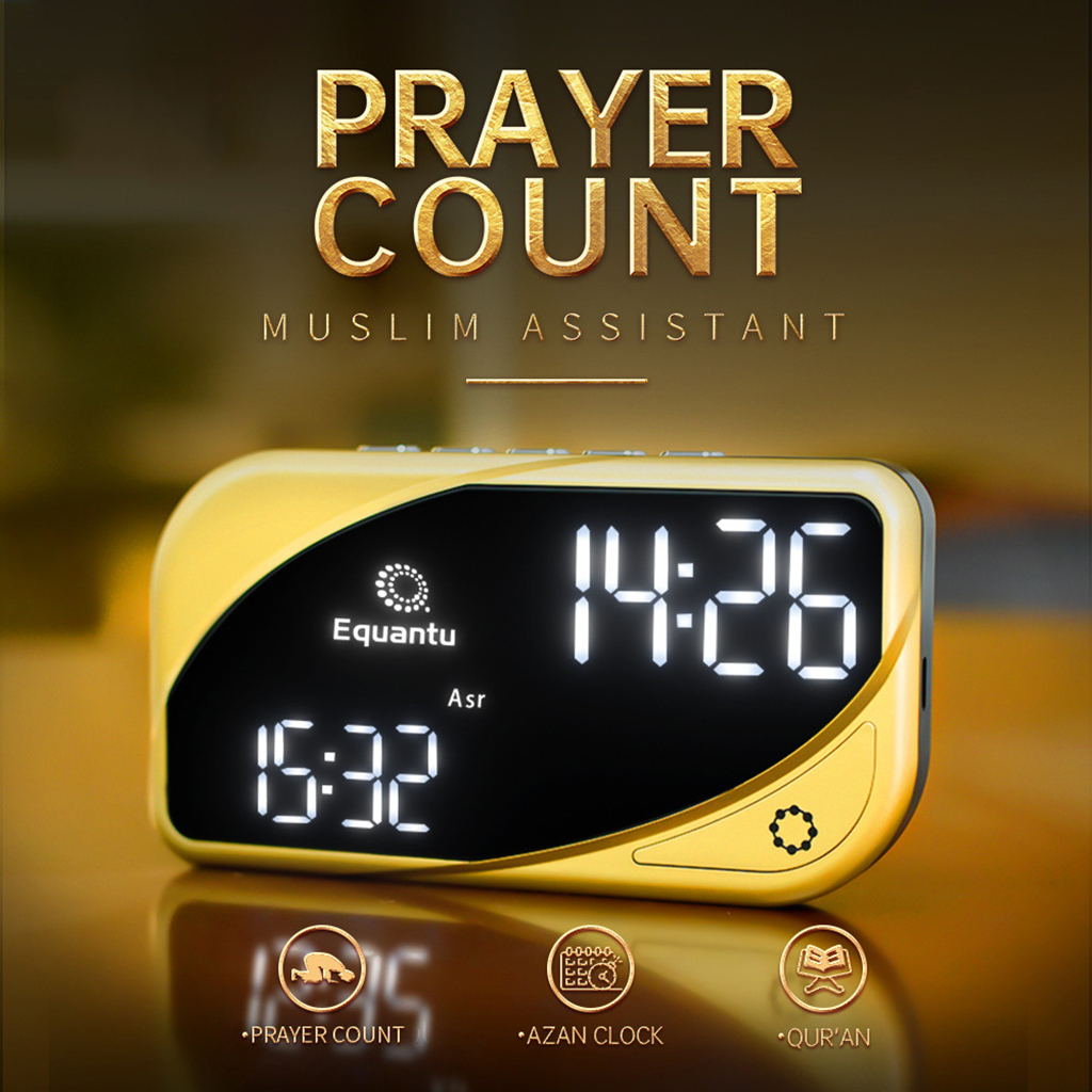 Islamic Azan Clock Table Desk Prayer Counter Islam Pray Compact Alarm Clock