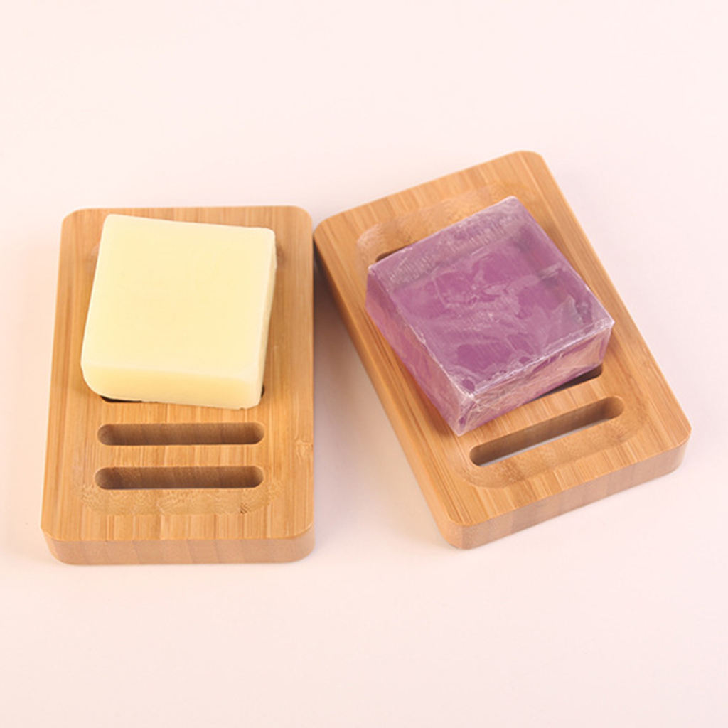 Bamboo Soap Dish Rectangular Clean Wooden Container Natural Color Sponge Holder for RV Bathtub Countertop Sinks Outdoor
