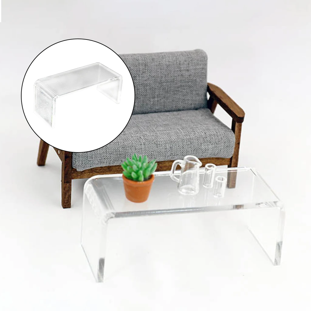 1/12 Transparent Desk Furniture Miniature Model Accessory Clear Acrylic Table Modle Perfect for Retail Shops Stalls Ornaments