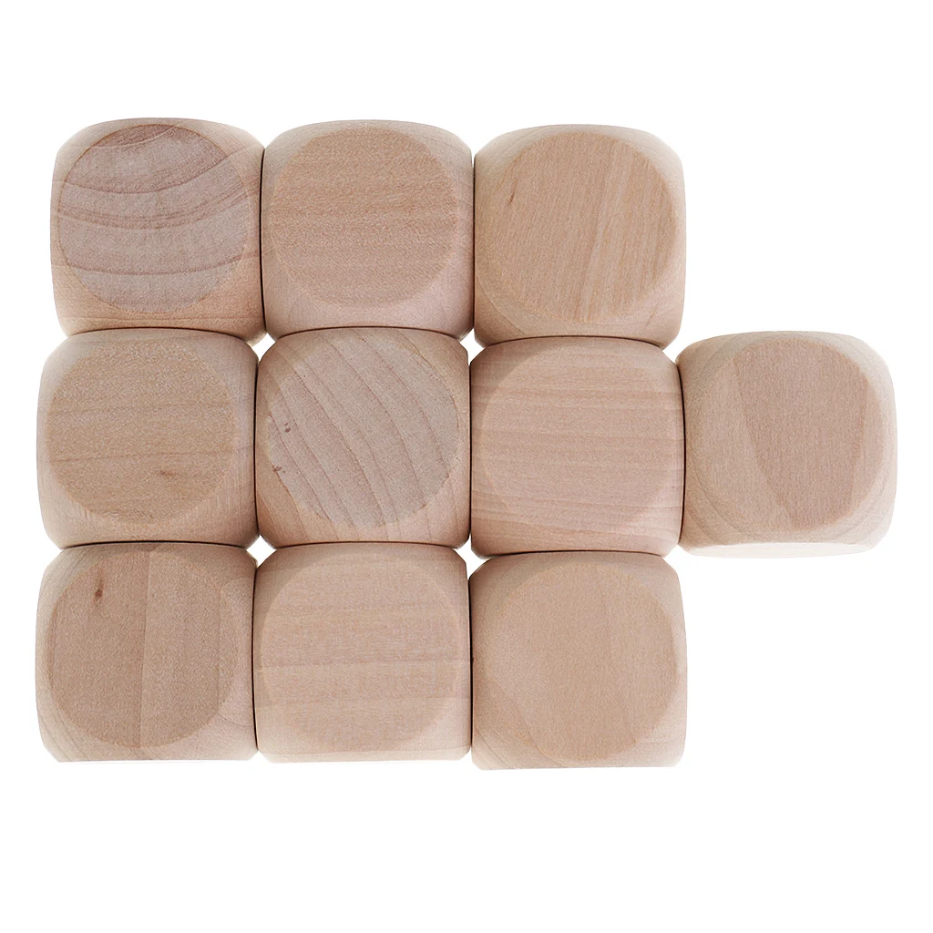 5x Wooden Plain Dice Dices Cube Cubes Blank Plain Unpainted Wood Six Sided 30mm 