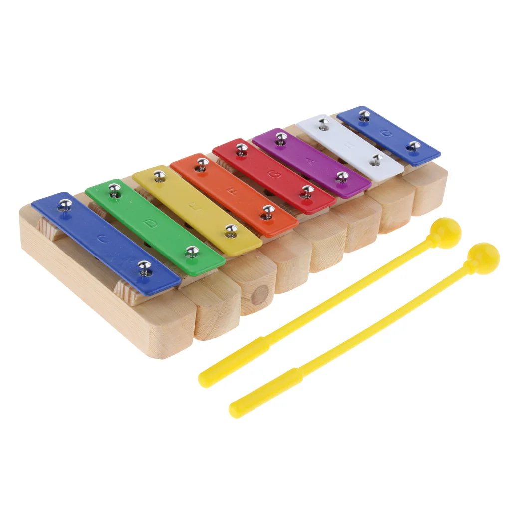 1 Set Kids Toys 8 Notes Xylophone Sound Brick Block with 2Pcs Mallets