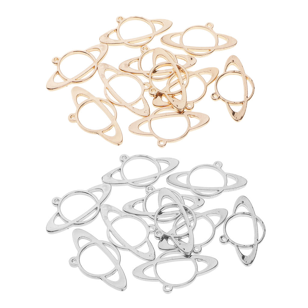 10x Planet Shape Metal Open Bezel Frame Pendant DIY UV Resin Settings Jewelry Making Charms Accessories