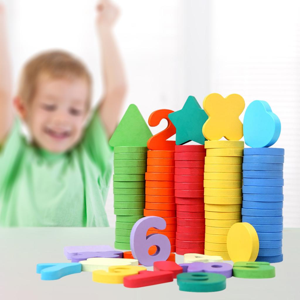 Wooden Toys Math Game Digital Arithmetic Teaching Aids Stacking Toy for Intelligence Development Computation Color Recogniton