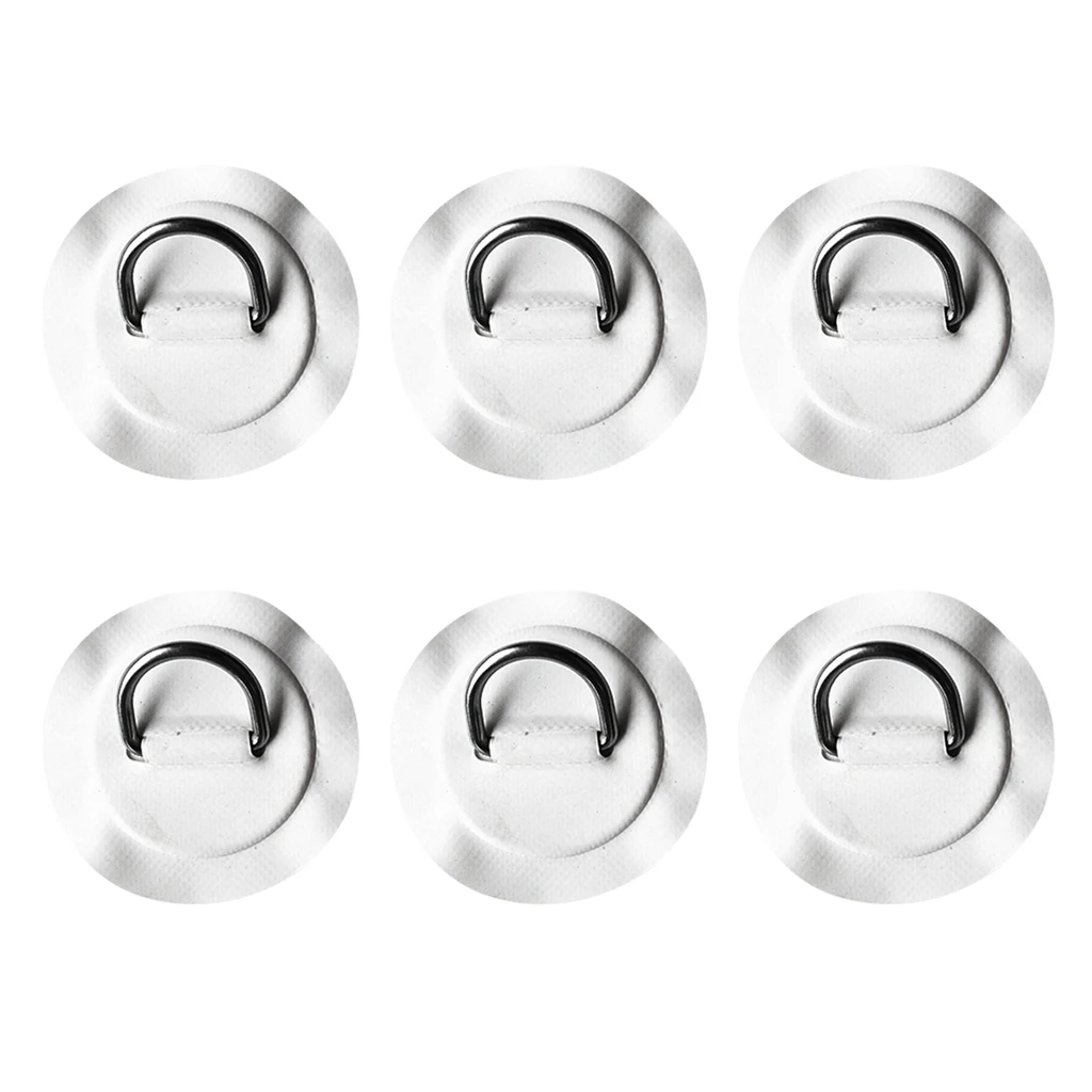 6Pcs Durable Stainless Steel D-Ring Pad / Patch for PVC Inflatable Boat Raft Dinghy Surfboard S-U-P Paddleboard Accessories