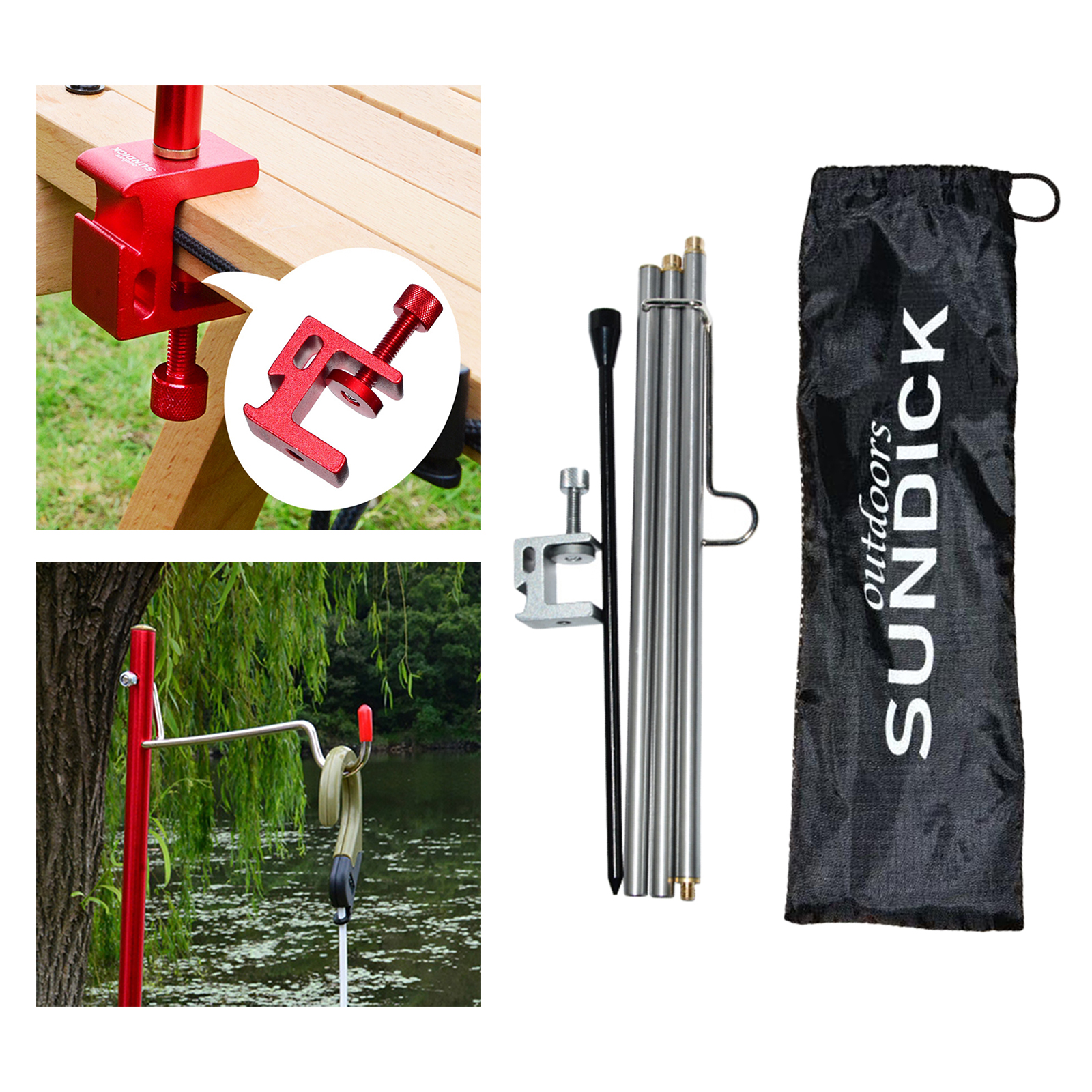 Garden Aluminum Alloy Foldable Lamppost Pole Light Hanging Holder