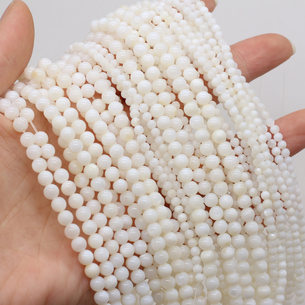 Natural Shell Beads Round Shape Mother of Pearl Punch Loose Isolation Beads for Jewelry Making DIY Bracelet Necklace Accessories