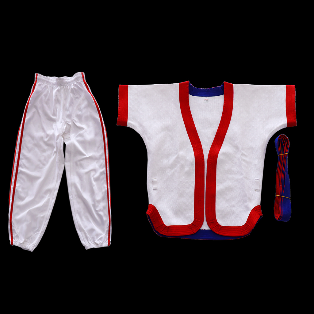 Chinese Wrestling Uniform Cotton Suit Top Clothes Pants Costume Sportswear for Taichi Judo Jitsu Taekwondo Competition Training