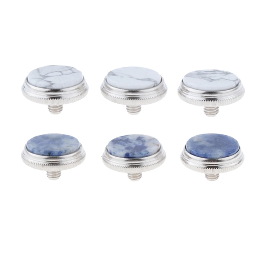 MagiDeal 3pcs Trumpet Finger Key Buttons for Repairing Parts White/ Blue