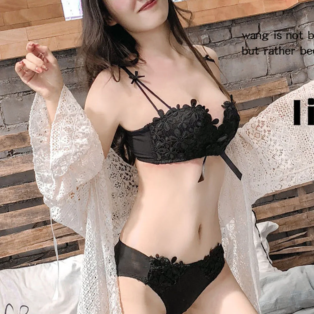 Sexy Sensual Lingerie Fashion New Women Underwear Set Lace Applique Bra Brief Sets Ladies Erotic Lingerie Bowknot Sexy Underwear bra and knicker sets cheap