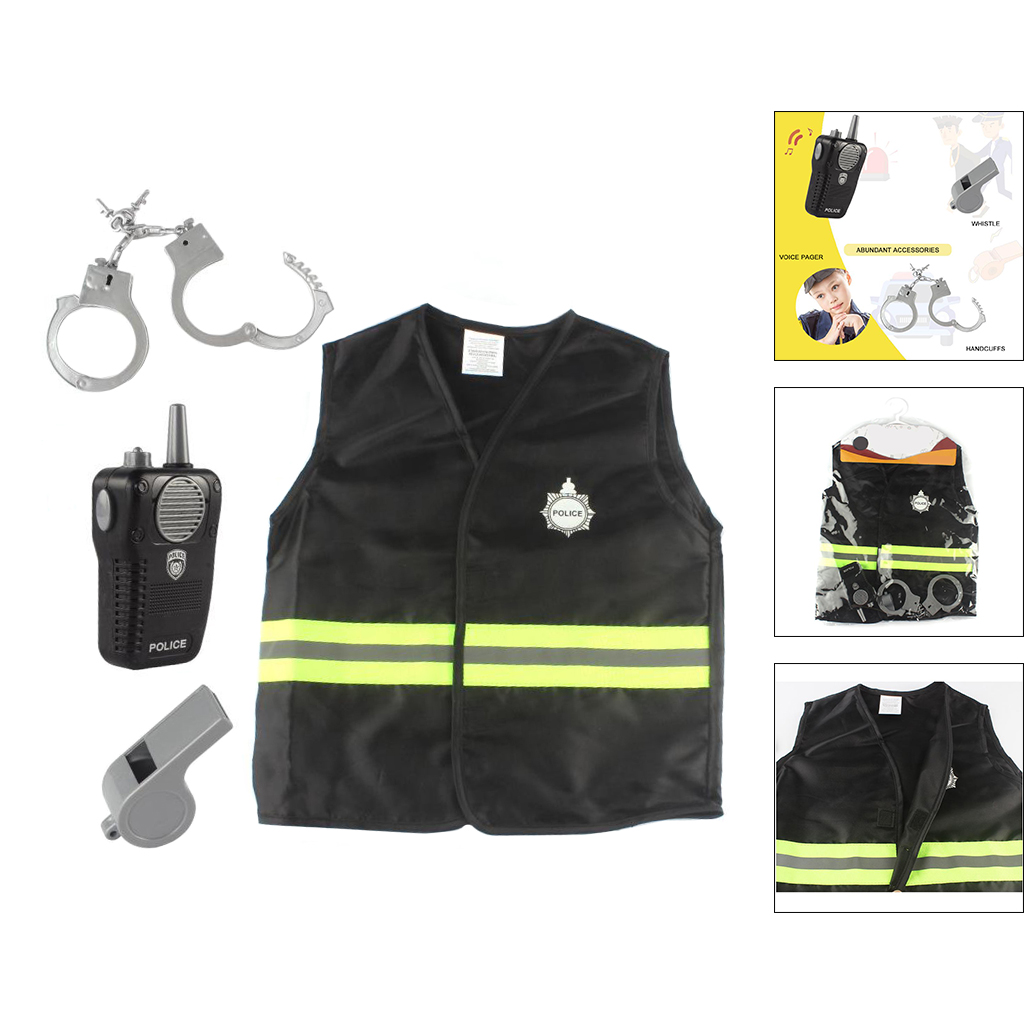 Cop Officer Police Costume Set Fancy Dress Up Preschool Toy Drama Props