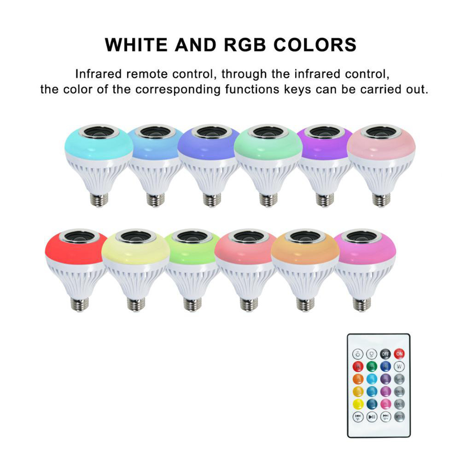 LED Music Light Bulb, E27 Night Light Colour Changing Lamp with Built-in Audio