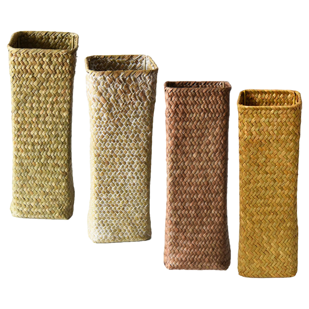 Seagrasss Baskets Dried Flower Pot Natural Basket Handmade Rattan Basket Storage Plant Pot Woven Vase Decor for Home Office