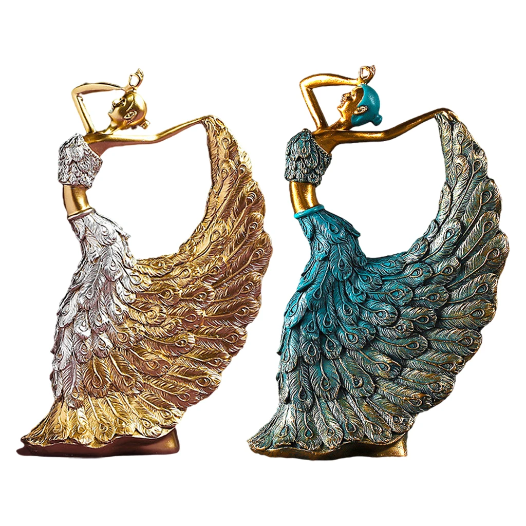 Home Decoration Accessories for Living Room Resin Peacock Dancer FigurinesDancing Girl Figures Sculpture Statue
