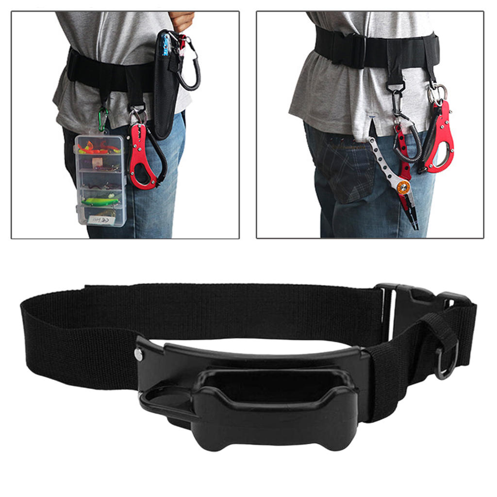 Support Harness Equipment Black Waist Pole Holder Equipment with Hook for Father Outdoor Lure Fishing Men